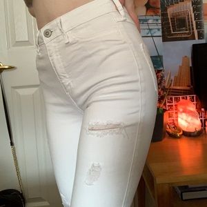 White ripped jeans